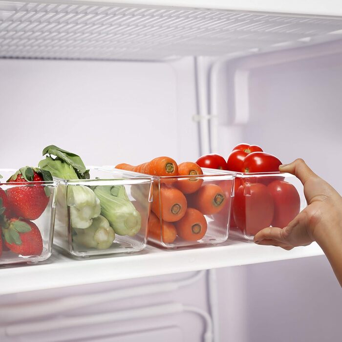 Kurtzy Refrigerator Organizer Box Set for Kitchen, Cabinets (8 Pcs) Plastic Organizer 20cm Long, Transparent Organization System for Bathroom, Pantry, Freezer, Kitchen Cabinet Organizer Drawer