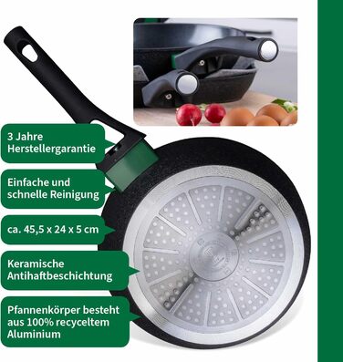 Grill-сковорода FACKELMANN Chefkoch Hamburg керамічна 28 см з антипригарним покриттям (алюміній, для всіх плит, духовки)