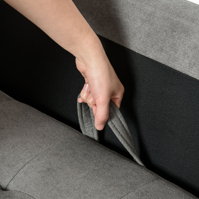 HOMCOM 3-Seater Sofa Fabric Sofa Loveseat Gray with Removable Cushions Made of Cotton and Rubberwood 166.5 x 62 x 82 cm