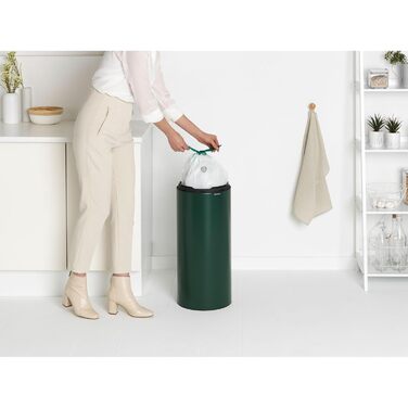 Сміттєве відро Brabantia Touch Bin New, 40 л, нержавіюча сталь, 32.8 x 48.3 см, колір Pine Green