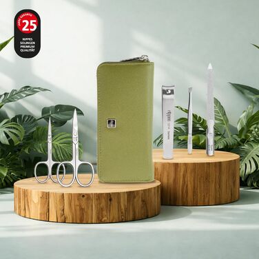 Набір для манікюру Nippes Solingen Verde (5 предметів) в еко-футлярі з веганської шкіри з евкаліпту, німецька сталь