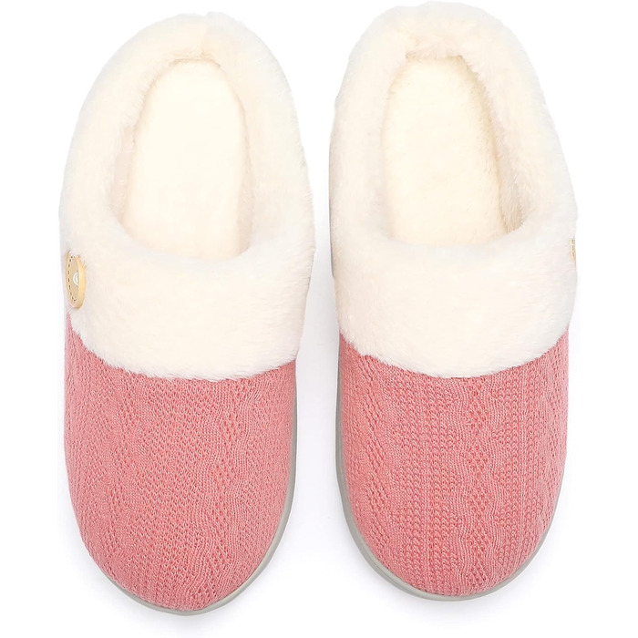 Жіночі халапи Чантомoo з меморі-піною, плюшеві, теплі халапи для дому, Slip-On, антиковзка підошва, 38/39 EU, темно-рожевий