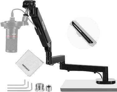NEEWER Мікрофонний кріплення-тримач MS002 з низьким профілем, 360° обертання, для подкастів, геймінгу, стрімінгу, з каналом для кабелів та серветкою для чищення