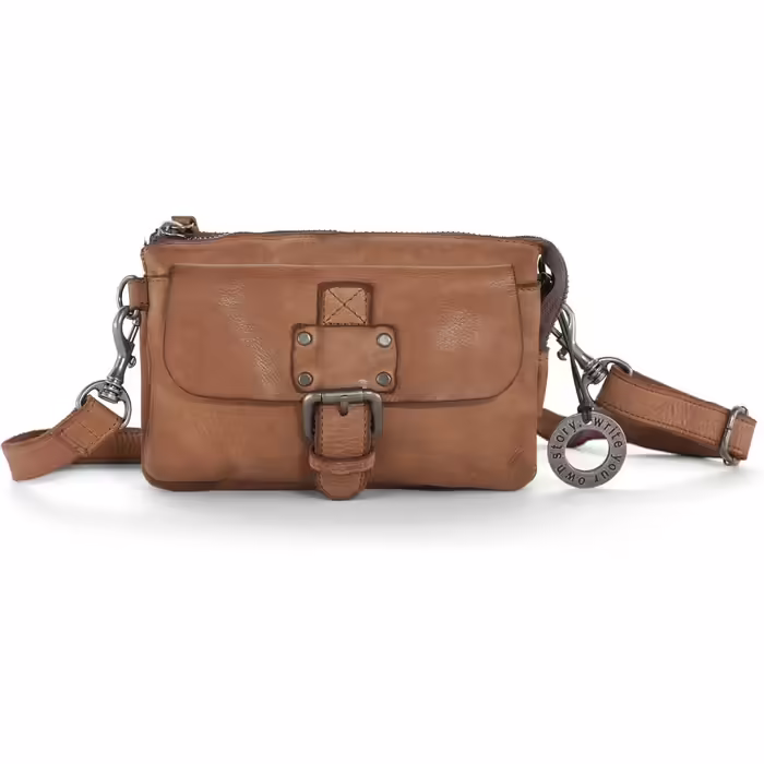 Luca Belt Bag, small women's crossbody bag made of leather, compact shoulder bag for everyday use, with 3 zip compartments for perfect organization, dusty