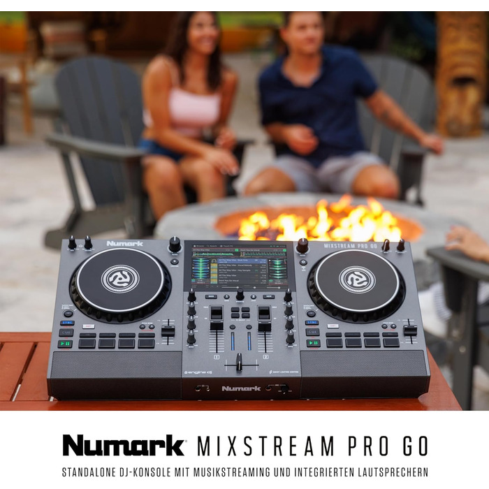 Numark Mixstream Pro Go: Портативний DJ-контролер з акумулятором, мікшер з розділенням STEM, динамік, Wi-Fi, сенсорний екран, сумісний з Serato DJ