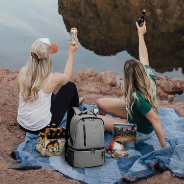 28L Insulated Cooler Backpack - Double Layer Thermal Rucksack for Picnics, Camping, and Travel (Gray)
