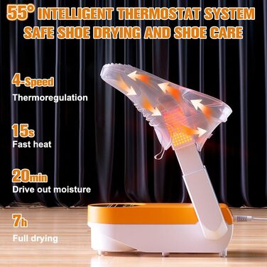 Електричний сушильник для взуття та рукавичок: телескопічний, з таймером, для взуття, черевиків, гірськолижних черевиків (помаранчевий)