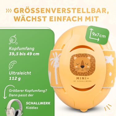 Захисні навушники для немовлят та дітей Schallwerk® Mini+ (Lion Yellow) — шумопоглищаючий захист слуху для малюків, преміум-якість
