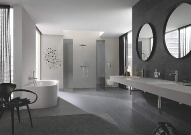 GROHE Essentials Toilet Paper Holder - No Drill Mounting, Adhesive, Brushed Hard Graphite Finish