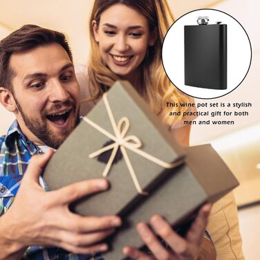 Набір з 4 флаконів з нержавіючої сталі: 236 мл, з воронкою, для напоїв, жінок, пікніків, подорожей, кемпінгу, 13,8 x 9,4 см, чорний