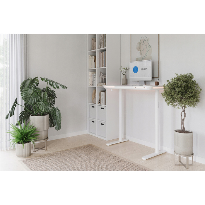 Електричний стіл з регулюванням висоти до 118 см Sense7, скляна стільниця 120x60 см + LED-підсвітка