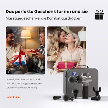 Bob & Brad C2 Deep Tissue Massage Gun - Muscle Massager with 5 Speed Settings & 5 Attachments for Home, Office, Workout, Recovery & Pain Relief - Black
