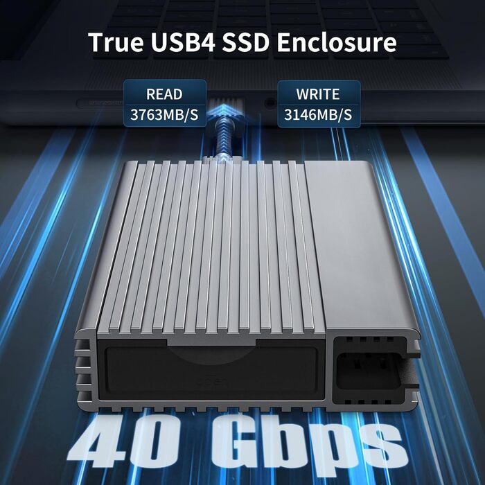 Корпус для SSD ZIKE 40Gbps M.2 NVMe з USB4.0 (до 3811MB/s), Thunderbolt4, сумісний з M.2 2280, USB3.2, PCI-E Gen 4x4