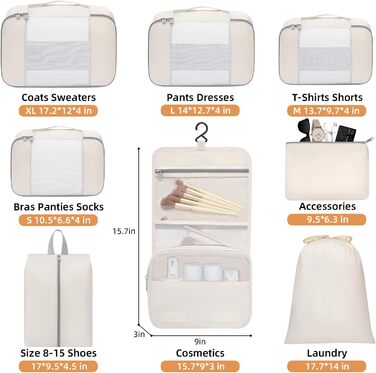 Органайзери для подорожей BAGAIL (10 шт.) - набір кубиків для пакування в різних розмірах, Matcha-Green