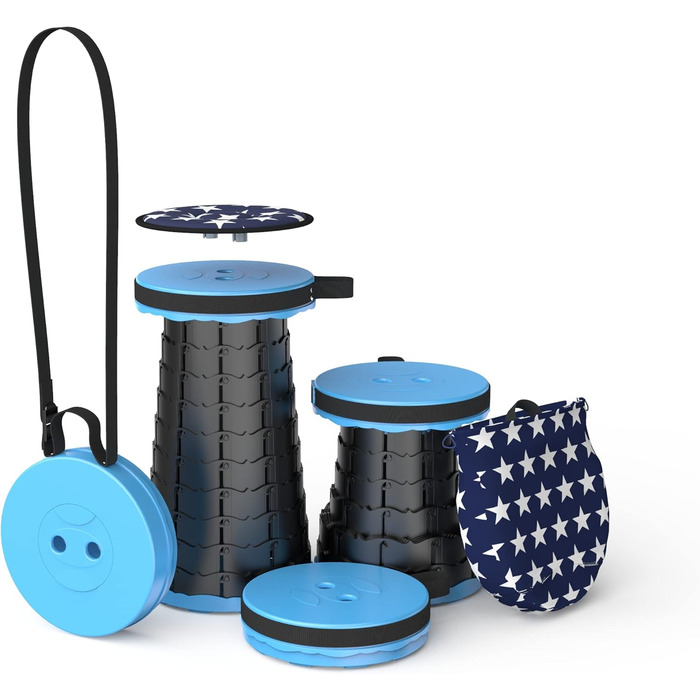 Складаний туристичний стільчик-табурет, 440lbs, з сумкою, блакитний