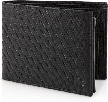 KRONIFY Leather Wallet for Men - Real Leather Wallet for Men - RFID Protection - Crossbody Style - Men's Wallet with Coin Pocket - 13 Card Slots - Wallet for Men - Elegant Box - Carbon