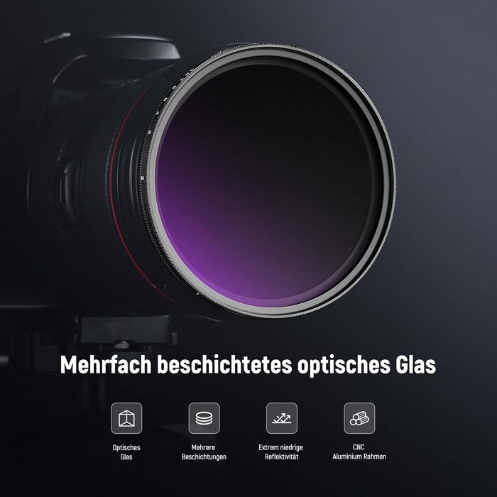 NEEWER Змінний ND-фільтр ND2-400 (1-9 Stop) для об'єктивів 62mm з кришкою, стрічкою та серветкою