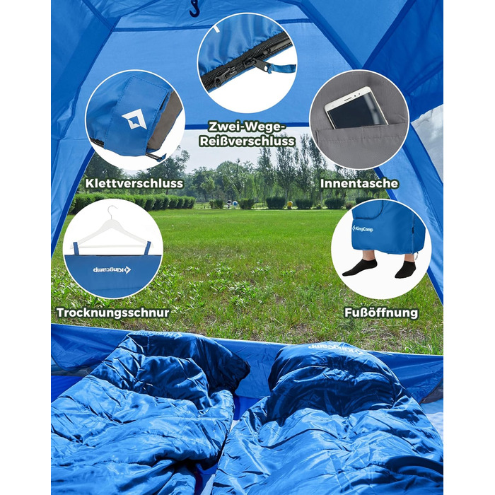 KingCamp 3-Season Sleeping Bag - Lightweight, Water-Resistant & Warm for Adults & Kids - Camping & Outdoor Use