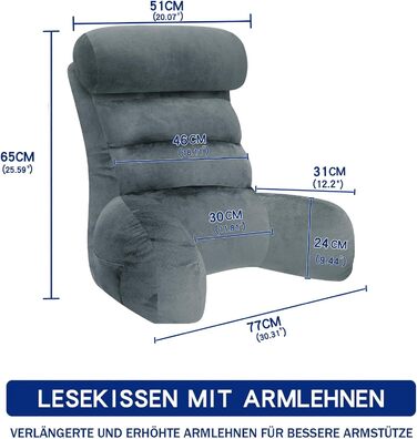 Підлогове крісло-мішок для читання, сіре, 65x30 см | Зручне для читання та відпочинку