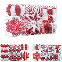 Набір прикрас для ялинки Shareconn: 106 кульок у 24 кольорах, безпечні, для ялинки, святкування, весілля (рубіново-червоний та білий)