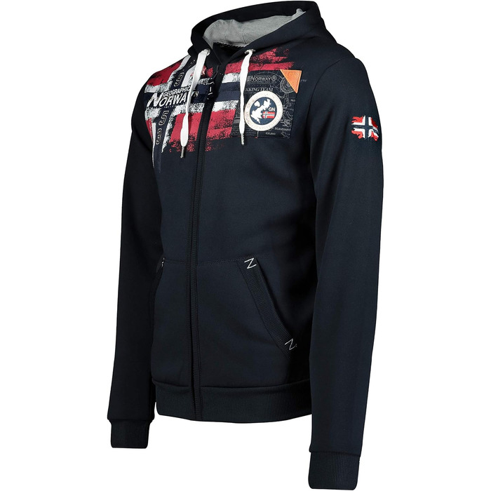 Чоловіча толстовка-худі Geographical Norway Fespote з капюшоном та кишенями, теплий спортивний світшот на блискавці, темно-синій