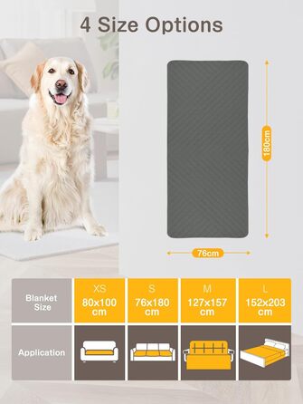 Водонепроникний килимок для собак, диванів та ліжок, захист від подряпин та шерсті, для цуценят та великих тварин, 76x180 см