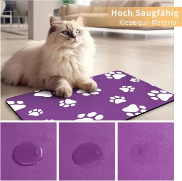 Підкладка під миску для кота JanYoo 50x35 см, вологостійка, неслизька, сіра/фіолетова