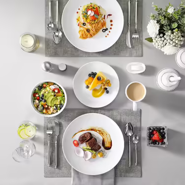 MALACASA, Amelia Series, Porcelain Dinnerware Set for 6 People, 18-Piece Porcelain Tableware Set, White Premium Combination Service, Dinnerware Set consisting of 6 Dinner Plates, 6 Dessert Plates, 6 Soup Plates