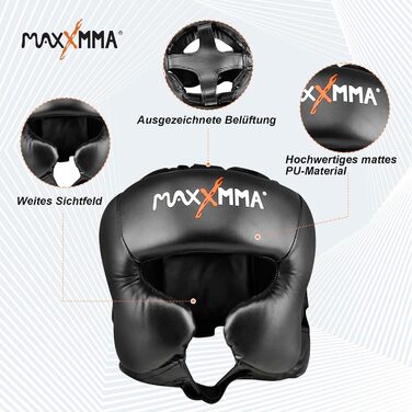 MaxxMMA Headgear L/XL - Boxing, MMA, Kickboxing, Sparring, Karate, Taekwondo - Black