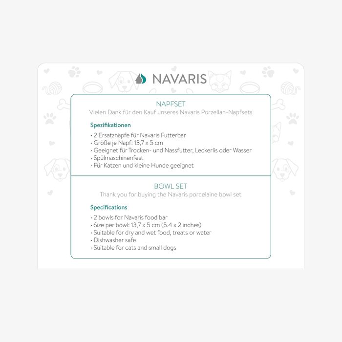 Набір мисок для тварин Navaris (3 шт.) - миски для котів та собак, кераміка, чорний та білий