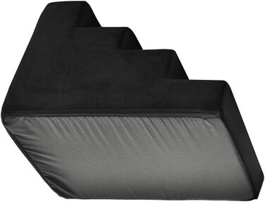 Сходинка для собак та котів, 40 см, 4 сходинки, велюр, чорний колір | Сходи для тварин на ліжко та в авто