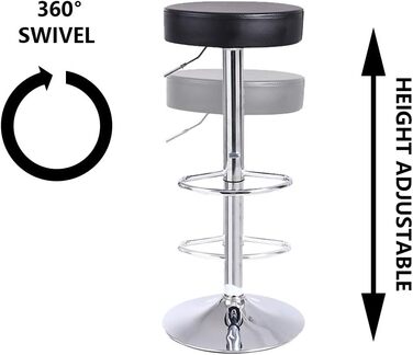 KKTONER Adjustable Height Swivel Bar Stool - PU Leather Office/Spa Work Chair - Black
