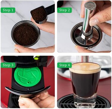 Багаторазові кавові капсули Icafilas для кавоварок Dolce Gusto, набір з 2 капсул, тампер, ложка та щіточка для очищення, екологічні аксесуари для приготування кави