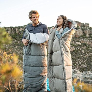 Спальний мішок Naturehike з бавовни з капюшоном, 3-сезонний, легкий, портативний, з'єднуваний, з наповнювачем M180/M300, високоякісна бавовна, зелений/сірий