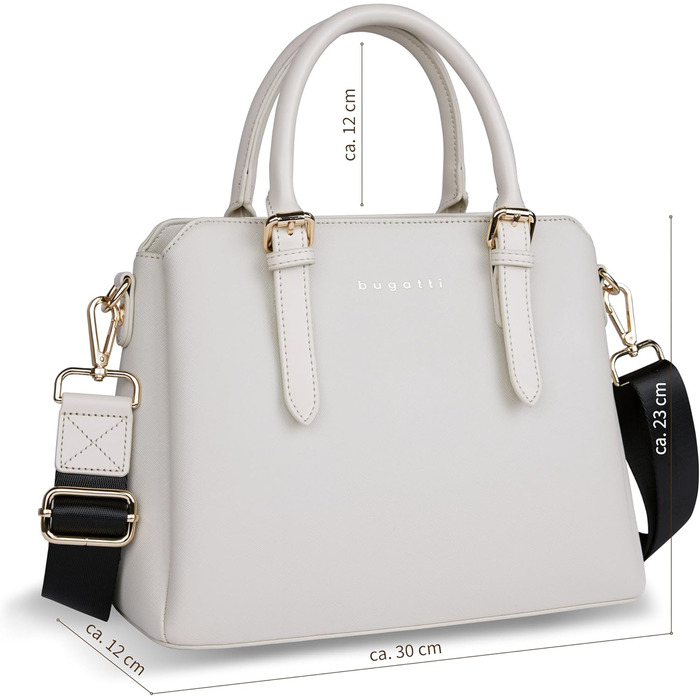 Сумка жіноча Bugatti Ella бежевого кольору, штучна шкіра Saffiano, середнього розміру, стиль боулінг