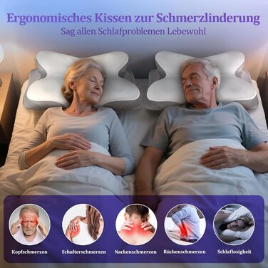 Подушка для шиї з Memory Foam - Ортопедична подушка для сну, бічних, спинних та тих, хто спить на животі. Підтримка шиї.