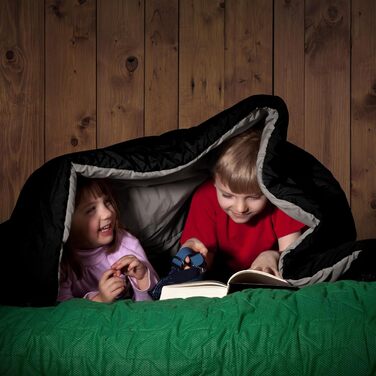 Легкий літній спальний мішок для кемпінгу та відпочинку на природі - для дорослих, туризму та відпочинку в приміщенні (зелений/чорний)