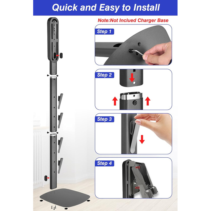 Підставка для пилососа Haturi для Dyson Gen5 V15 V12 Detect V11 V10 V8 V7 V6, металева стійка-дозатор, приховане кабельне кріплення, сірий