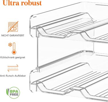 Стійка для вина Lifewit з пластику, прозора, для холодильника, шафи та столу, органайзер для зберігання 4 пляшок води чи вина
