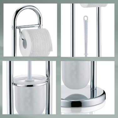 Набір для ванної кімнати Kela з тримачем туалетного паперу та підставкою для щітки 65 см, щітка для туалету з відкритою підставкою Fabio, метал, блискучий сріблястий