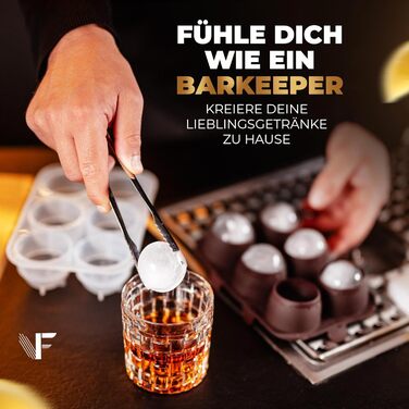 Neighbour's Friend Patented Round Ice Cube Molds 2-Pack - XXL Ice Ball Molds for Whiskey, Rum & Cocktails - 12 Ice Balls - Durable Platinum Silicone Ice Ball Molds, Dishwasher Safe