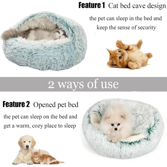 М'яке ліжко для собак та котів у формі мушлі, 70x70 см, зелене. Тепле, зручне, миється. Ліжко для домашніх тварин, собаче ліжко, котяче ліжко, плюшевий кошик для сну в приміщенні