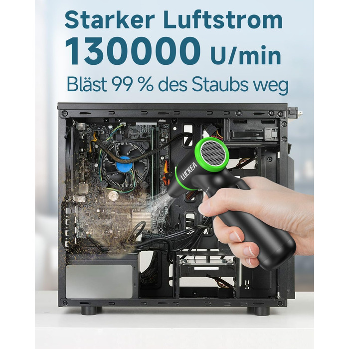 Електричний повітряний пилосос для чищення ПК - 3-ступеневий Air Duster 130000 об/хв, міні-фен, для клавіатури, авто, дому та вулиці