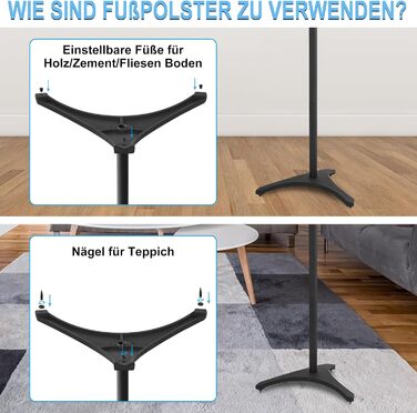 Підставка для колонок, 2 шт., регульована висота 86–127 см, з кабельною організацією, вантажопідйомність 3.6 кг, підходить для P3X-2P