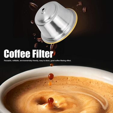 Reusable Stainless Steel Coffee Capsules for Refilling - Refill Capsule Coffee Filter for Dolce Gusto Coffee Machine (Yellow)
