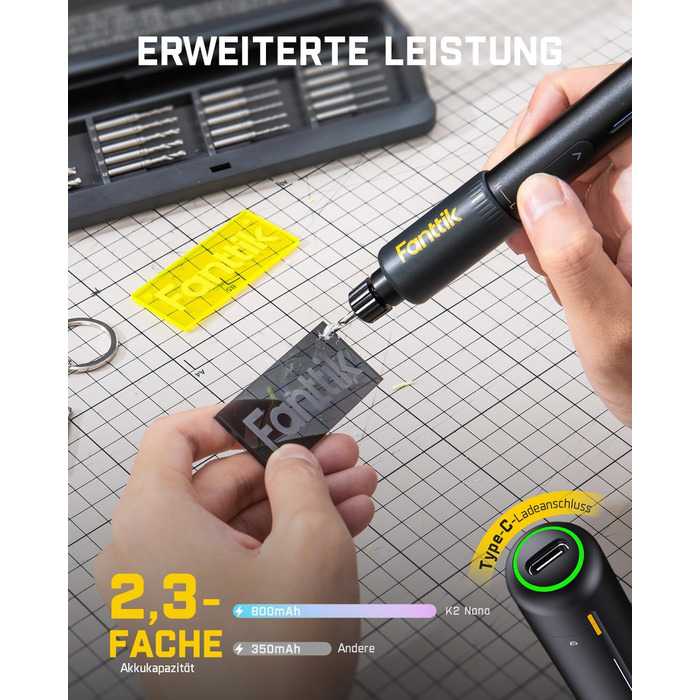 Електричний міні-дрель Fanttik K2 Nano - набір для DIY, 20 свердл, 800 mAh, для корпусу, пластику, смоли, ювелірних виробів