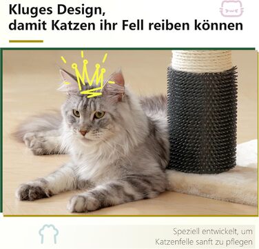 Кігтеточка XXL для мейн-куна, 168 см, з гамаком, сизаловим стовпом (φ11 см), когтеточкою, 2 платформами, будиночком, корзиною, бежева EMPJ01M