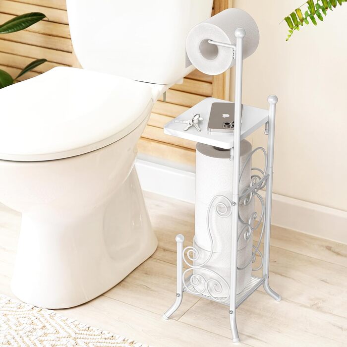 Тримач для туалетного паперу Simple Houseware в англійському стилі, білий, серія Opulent Garden