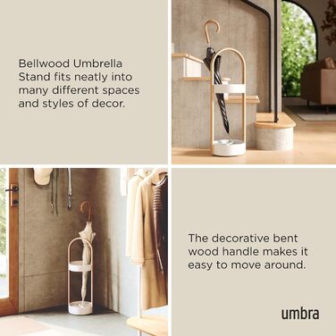 Підставка для парасоль під Umbra Bellwood, біла/натуральна, 22.2 x 22.2 x 68.6 см