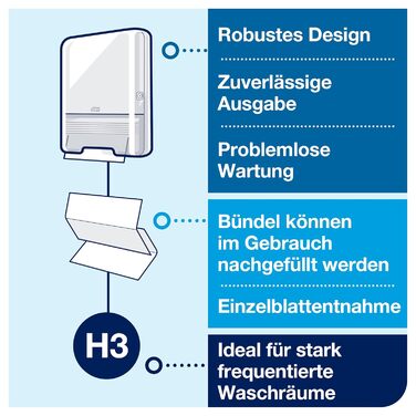 Tork Dispenser for Z-Fold Towels White H3, Elevation Design, 553000